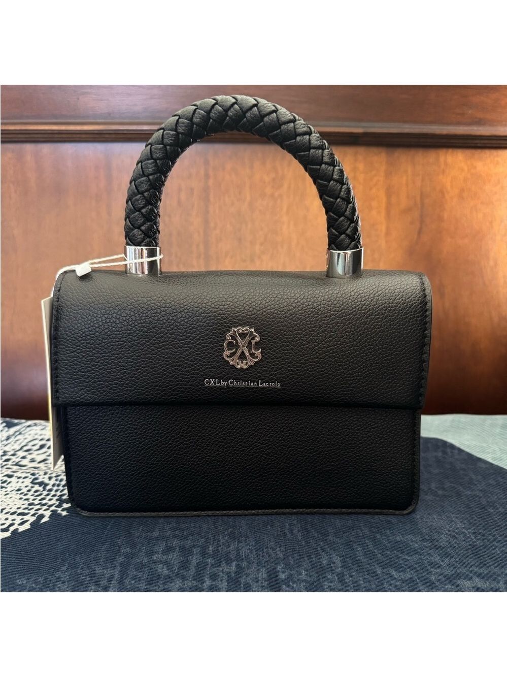 CXL by Christian Lacroix Jardin Braided Handle Crossbody Bag Black NWT